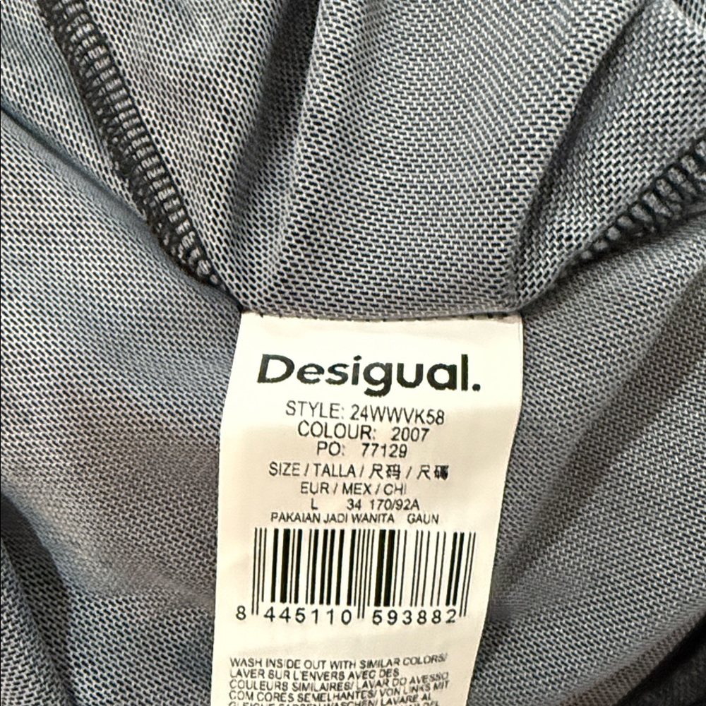 NWOT Desigual $189 MSRP Lincoln Sheer Sleeveless Black & Gray Mesh Midi Dress - Picture 9 of 11